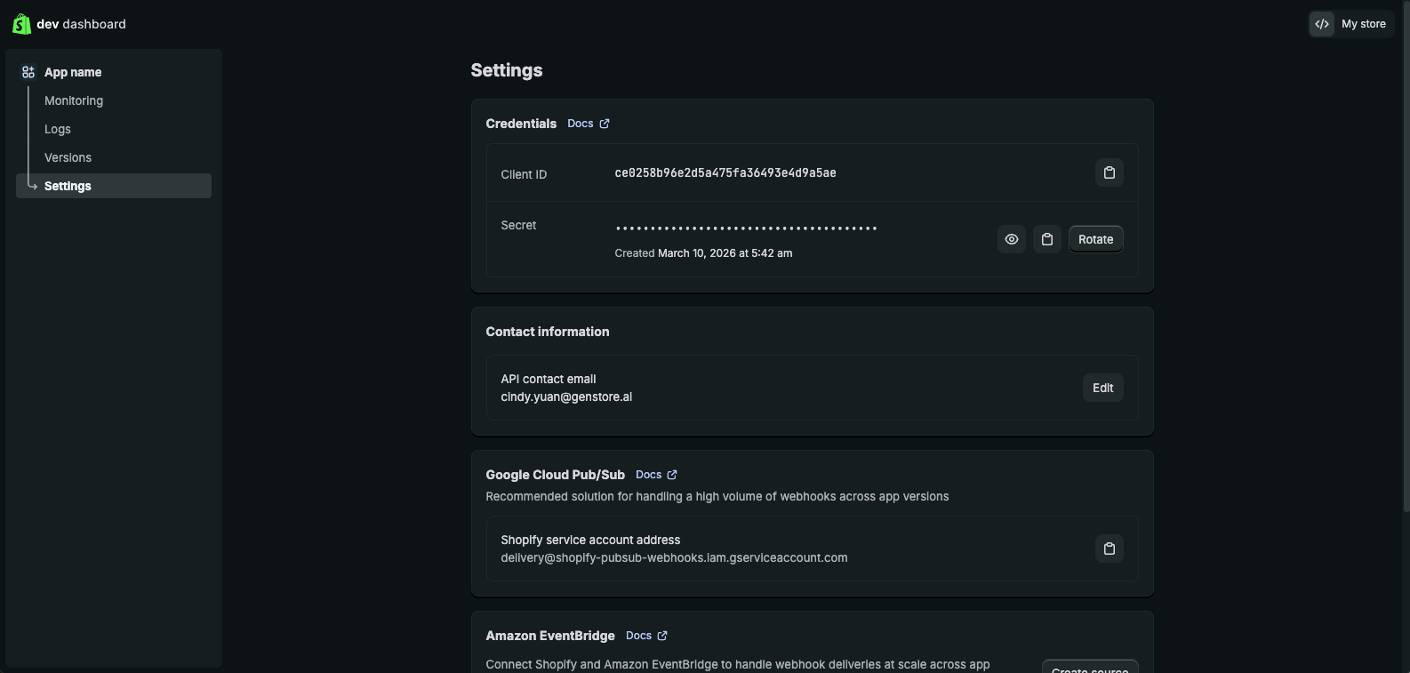 Retrieve credentials